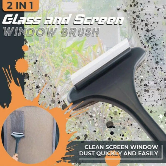 2-in-1 Mesh Cleaning Brush & Wiper with Extended Handle – Window Cleaner 