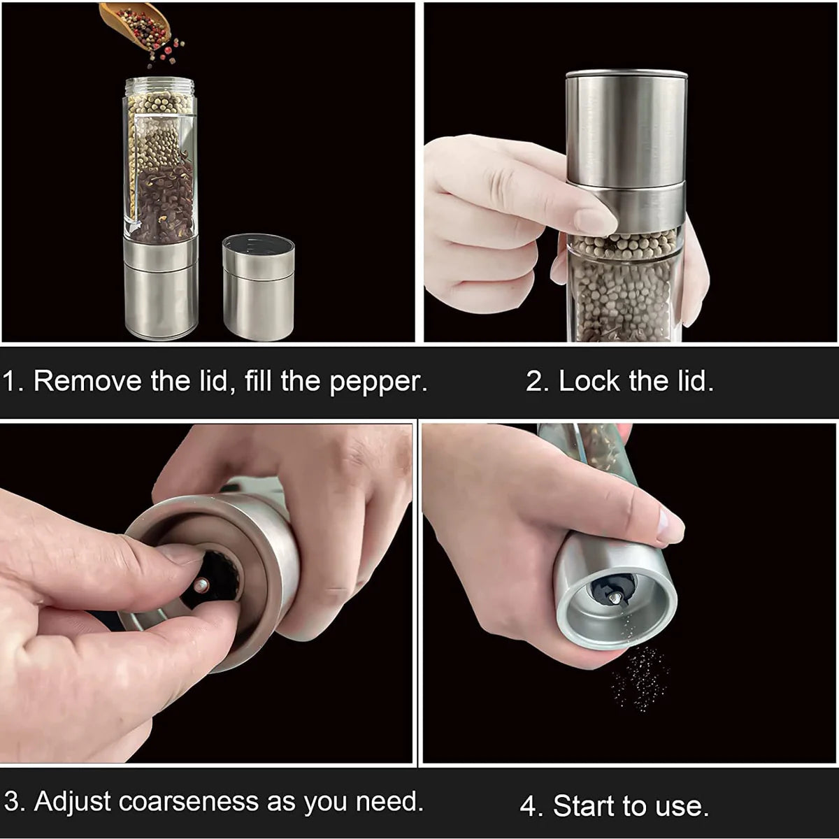 2-in-1 Stainless Steel Salt and Pepper