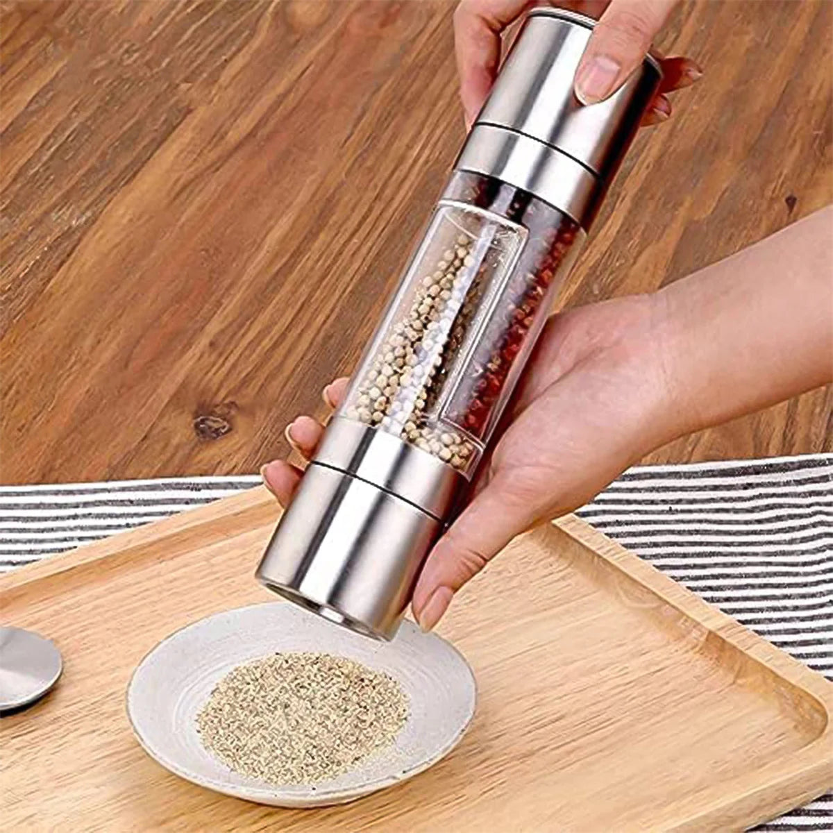 2-in-1 Stainless Steel Salt and Pepper Grinders
