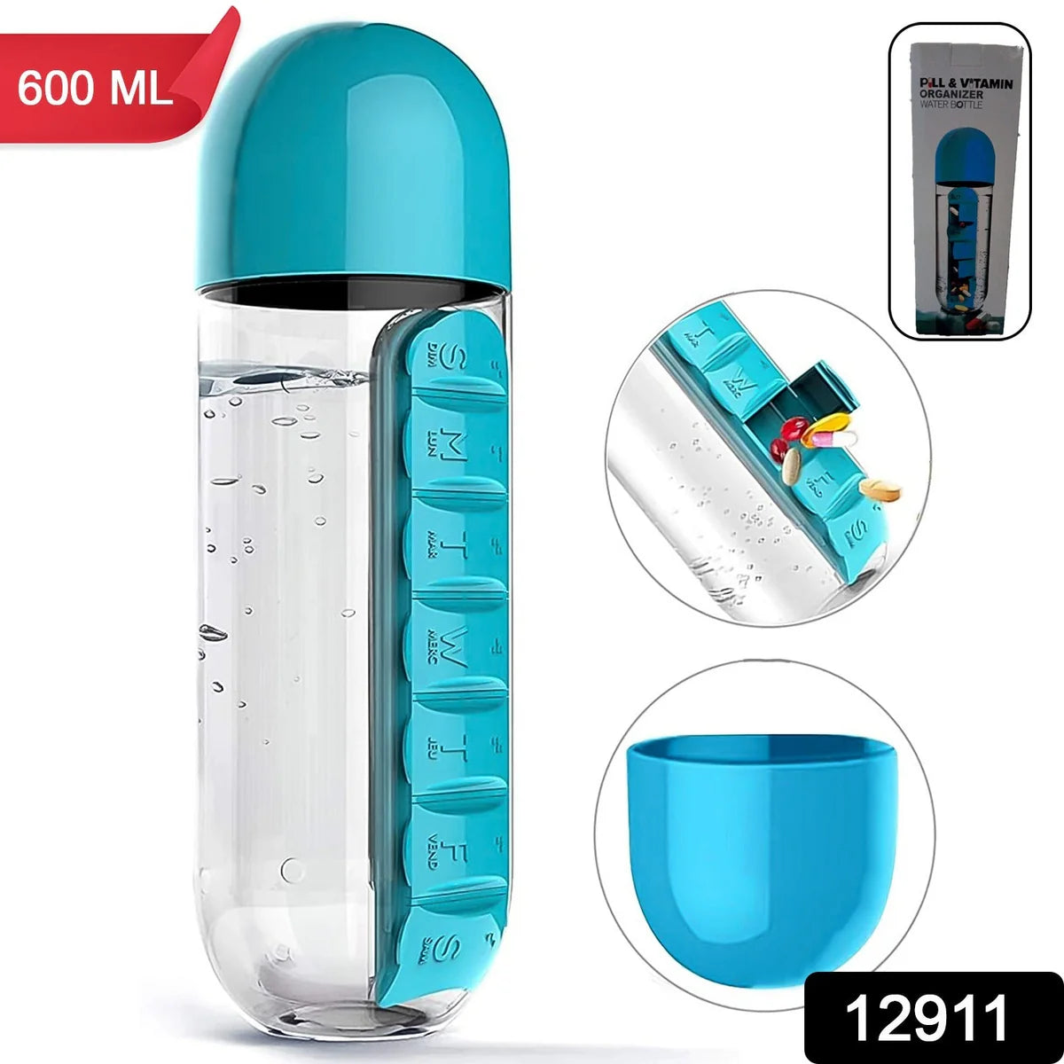 Water bottle with pill filler 
