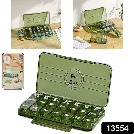 Portable Weekly Pill Box Organizer Daily Pill Keeper 21 Grid Container